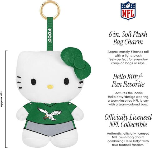 سلسلة مفاتيح FOCO Philadelphia Eagles NFL Retro Plush Hello Kitty® Bag Charm in Saudi Arabia