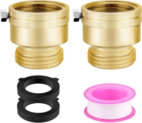 2 قطعة مجموعة قواطع فراغ النحاس 3/4 بوصة GHT صمام مريلة مضاد للسيفون من النحاس الصلب لكسارة الفراغ صنبور خارجي اتصال خرطوم RV موصل مانع التدفق الخلفي مع شريط، غسالات إضافية in Kuwait