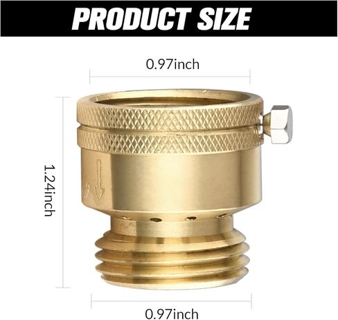 2 قطعة مجموعة قواطع فراغ النحاس 3/4 بوصة GHT صمام مريلة مضاد للسيفون من النحاس الصلب لكسارة الفراغ صنبور خارجي اتصال خرطوم RV موصل مانع التدفق الخلفي مع شريط، غسالات إضافية in Kuwait