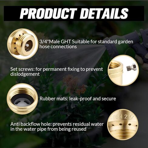 2 قطعة مجموعة قواطع فراغ النحاس 3/4 بوصة GHT صمام مريلة مضاد للسيفون من النحاس الصلب لكسارة الفراغ صنبور خارجي اتصال خرطوم RV موصل مانع التدفق الخلفي مع شريط، غسالات إضافية in Kuwait