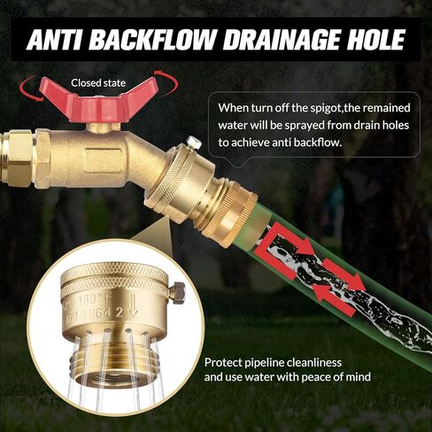 2 قطعة مجموعة قواطع فراغ النحاس 3/4 بوصة GHT صمام مريلة مضاد للسيفون من النحاس الصلب لكسارة الفراغ صنبور خارجي اتصال خرطوم RV موصل مانع التدفق الخلفي مع شريط، غسالات إضافية in Kuwait