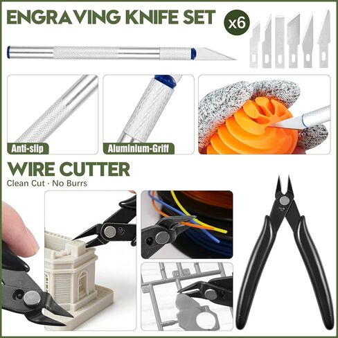 مجموعة أدوات طابعة ثلاثية الأبعاد مكونة من 51 قطعة مع حقيبة تخزين، وملحقات طباعة ثلاثية الأبعاد بما في ذلك أداة إزالة الأزيز، ومكشطة، وسكين سلكي، وملفات معدنية، وفرش، ومثقاب يدوي وملاقط، متوافقة مع جميع طابعات FDM ثلاثية الأبعاد in Kuwait