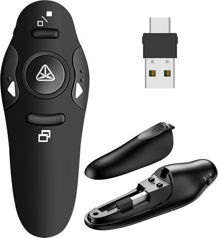 جهاز تحكم عن بعد لجهاز العرض اللاسلكي USB من النوع C قابل لإعادة الشحن لعروض Powerpont مع التحكم في مستوى الصوت - أداة عرض الشرائح لجهاز Mac والكمبيوتر المحمول in Kuwait