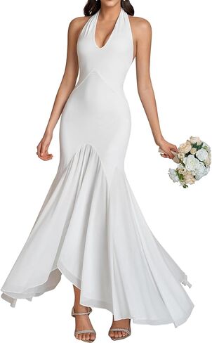 HTZMO Women Fall Formal Sexy V Neck Halter Tie Maxi Dress Bodycon Flowy Wedding Guest Cocktail Elegant Long Dresses in Saudi Arabia