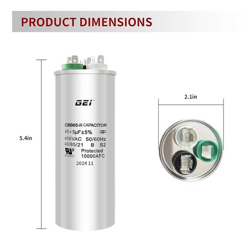 CBB65 45+5 MFD 45/5 uF 450V A/C Capacitor Round Aluminum HVAC Capacitor in Saudi Arabia