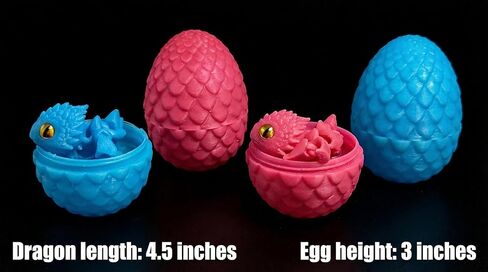 12 Pack Glow in The Dark Dragon Eggs with Tray – 3D Printed Articulated Dragons, Flexible Fidget Toy Set with Textured Skin and Marble Eyes – Surprise Party Favor Gift for Kids and Collectors in Saudi Arabia