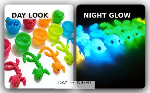 12 Pack Glow in The Dark Dragon Eggs with Tray – 3D Printed Articulated Dragons, Flexible Fidget Toy Set with Textured Skin and Marble Eyes – Surprise Party Favor Gift for Kids and Collectors in Saudi Arabia