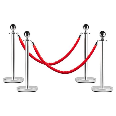 حواجز التحكم في الحشود، عداء السجاد الأحمر للحفلات مع حبل أحمر بطول 5 أقدام، حبال وأعمدة السجاد الأحمر من الفولاذ المقاوم للصدأ، 8 قطع من الدعامات والحبال المخملية للمسارح والفنادق والنوادي وحفلات الزفاف in Kuwait