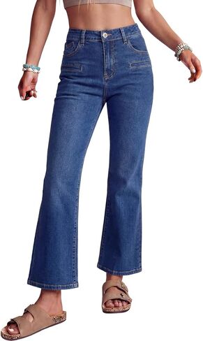 Astylish Jeans for Women Trendy Wide Leg High Waisted Ankle Bootcut Jeans Stretchy Straight Leg Flare Denim Pants in Saudi Arabia