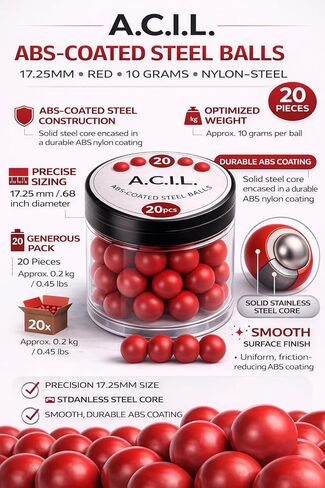 ABS-Coated Steel Balls .68 Cal – 10 Grams Solid Precision Rounds for Paintball, RAM & Home Defense – Durable Reusable Hard Nylon Shell Projectiles – 20 Pieces in Saudi Arabia