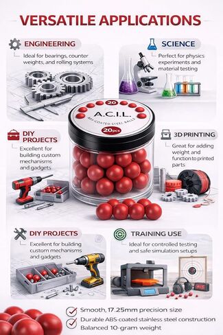 ABS-Coated Steel Balls .68 Cal – 10 Grams Solid Precision Rounds for Paintball, RAM & Home Defense – Durable Reusable Hard Nylon Shell Projectiles – 20 Pieces in Saudi Arabia