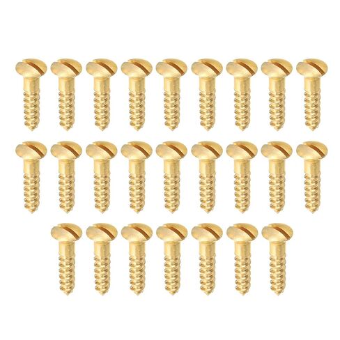 PATIKIL M2 x 8mm Slotted Wood Screw, 25 Pack Solid Brass Oval Head Flat Head Self Tapping Screws for Wood Furniture Connecting, Gold Tone in Saudi Arabia