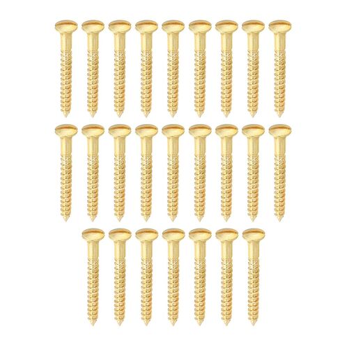 PATIKIL M2 x 8mm Slotted Wood Screw, 25 Pack Solid Brass Oval Head Flat Head Self Tapping Screws for Wood Furniture Connecting, Gold Tone in Saudi Arabia