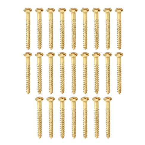 PATIKIL M2 x 8mm Slotted Wood Screw, 25 Pack Solid Brass Oval Head Flat Head Self Tapping Screws for Wood Furniture Connecting, Gold Tone in Saudi Arabia