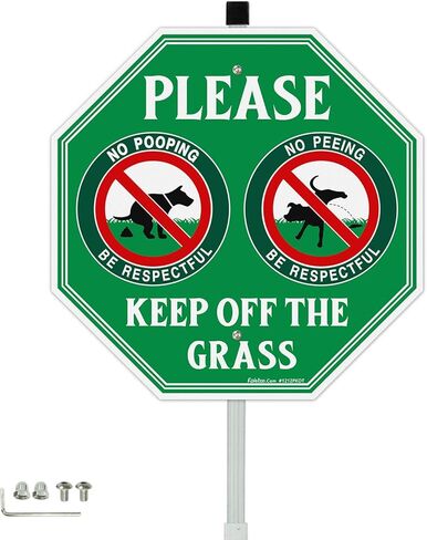 علامة Faittoo No Peeing No Pooping Dog مع حصة 36 بوصة للفناء، ابتعد عن علامة العشب، عبوتان من الألومنيوم مقاس 12 بوصة × 12 بوصة، عاكسة، مقاومة للبهتان، فتحتان مثقوبتان مسبقًا، تتضمن براغي ومفتاح ربط متطابقين in Saudi Arabia