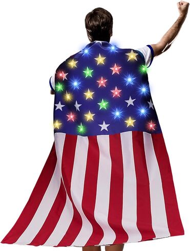 JaGely Light up Flag Cape Costume Cloak for Men Adult Party Celebration(Batteries Not Included) in Saudi Arabia