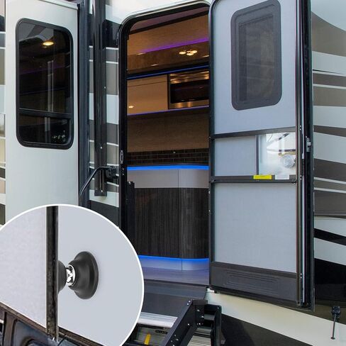 Focket RV الصيد المغناطيسي الباب، RV حامل الباب الأمتعة الصيد الباب لإبقاء الأبواب مفتوحة، سدادة مغناطيسية قوية مع المواد اللاصقة والمسامير، لRVs، مقطورات السفر (أسود) in Kuwait
