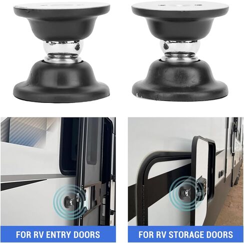Focket RV الصيد المغناطيسي الباب، RV حامل الباب الأمتعة الصيد الباب لإبقاء الأبواب مفتوحة، سدادة مغناطيسية قوية مع المواد اللاصقة والمسامير، لRVs، مقطورات السفر (أسود) in Kuwait
