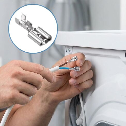 100 قطعة من موصلات الأسلاك ذات درجة الحرارة العالية، موصلات غير معزولة 1/4 بوصة، 18 AWG أنثى تبويب فصل سريع لتجعيد الأسلاك الكهربائية القوية - فضي in Kuwait