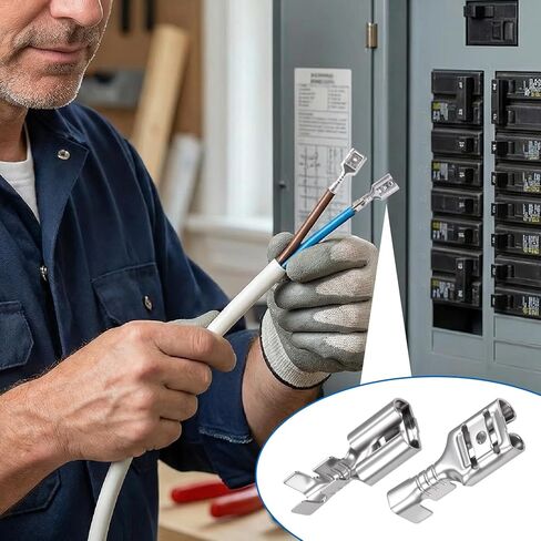 100 قطعة من موصلات الأسلاك ذات درجة الحرارة العالية، موصلات غير معزولة 1/4 بوصة، 18 AWG أنثى تبويب فصل سريع لتجعيد الأسلاك الكهربائية القوية - فضي in Kuwait