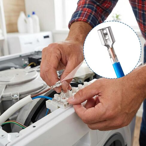 100 قطعة من موصلات الأسلاك ذات درجة الحرارة العالية، موصلات غير معزولة 1/4 بوصة، 18 AWG أنثى تبويب فصل سريع لتجعيد الأسلاك الكهربائية القوية - فضي in Kuwait