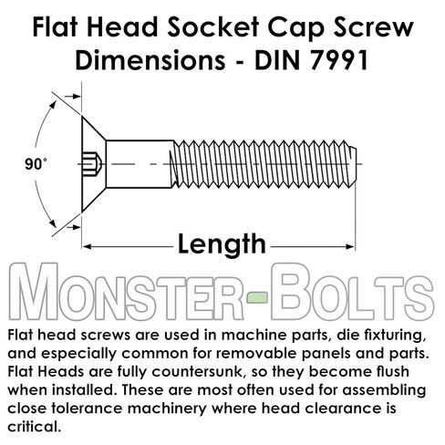 MonsterBolts - M6 x 20mm Flat Head Socket Cap Screws, DIN 7991, Alloy Steel, Black Oxide, 50 Pack in Kuwait