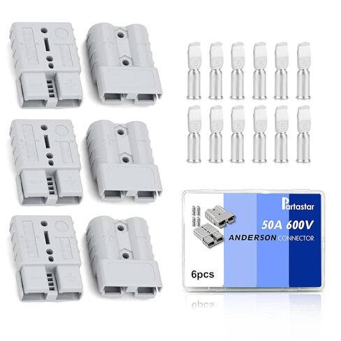 50A Battery Quick Connector 10 Pack - Anderson SB50 Compatible, 600V Heavy Duty Quick Disconnect for 7/8/10/12 AWG Wire, Solar Panel, Winch, RV, Trailer, Car Audio, Trolling Motor (Gray) in Saudi Arabia