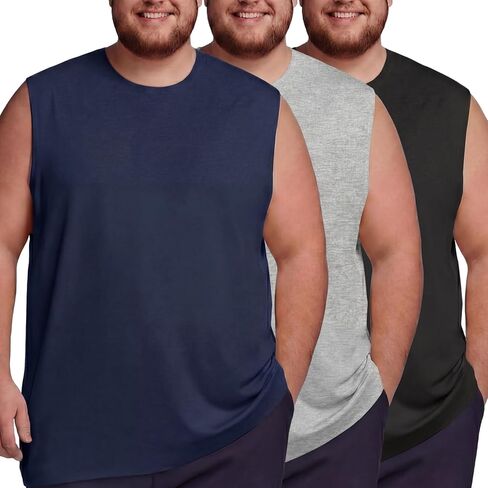 Taiyin 3 Pack Men's Big and Tall Tops Quick Muscle تمرينًا جافًا بلا أكمام in Saudi Arabia