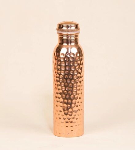 ENX Premium Pure Copper Water Bottle 34oz (1000ml) – Handmade Hammered Ayurvedic Copper Drinking Bottle, Leak-Proof & Heavy-Duty Design in Saudi Arabia