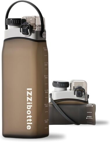 IZZI bottle Collapsible Lightweight Silicone Water Bottle (600ml, Blue) | BPA Free, Eco-Friendly, Medical Grade | Leakproof Bottle for Sports, Travel, Hiking, Gym, Outdoor Adventures and Daily Use in Saudi Arabia