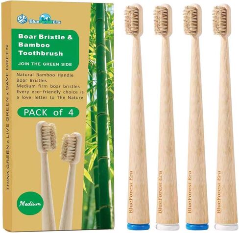 Boar Bristle Toothbrush, Natural Primals Bamboo Toothbrushes, Organic Wooden Toothbrush Non Toxic, Plasstic Free Bamboo Toothbrush Soft, All Natural Bristles Toothbrushes for Adults in Saudi Arabia
