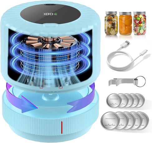 VP06+ Mason Jar Sealer ، Sealer Electric Electric Facuum للجرار مع أغطية Mason واسعة ومنتظمة ، سدان جرة محمولة من اللاسلكي لتخزين الطعام ، هدية مثالية للأم ، زوجة ، أسود in Kuwait