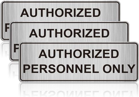 علامة الموظفين المعتمدين فقط، 3 عبوات 9x3 بوصة فضية عاكسة غير معدنية مقاومة للماء للاستخدام الداخلي والخارجي، Soslina ذاتية اللصق متينة لا تدخل علامات الفينيل، سهلة القراءة علامات أمان جدار الباب in Kuwait