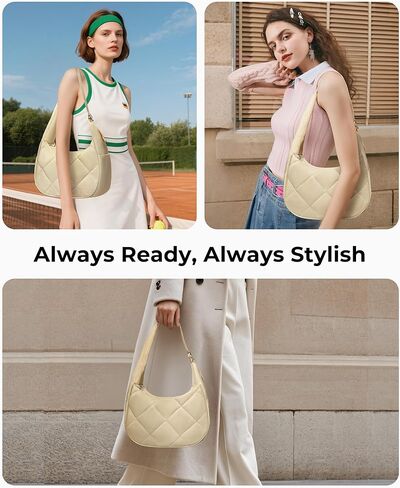 Small Crescent Shoulder Bag for Women, Cute Lightweight Puffer Nylon Purse, Everyday Handbag with Adjustable Strap in Saudi Arabia