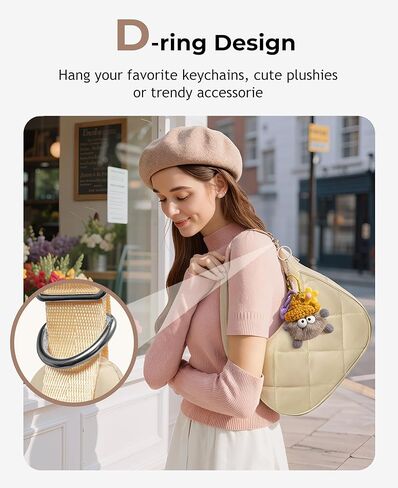 Small Crescent Shoulder Bag for Women, Cute Lightweight Puffer Nylon Purse, Everyday Handbag with Adjustable Strap in Saudi Arabia