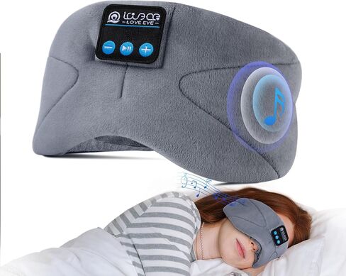 سماعات رأس LOVE EYE Sleep مزودة بتقنية البلوتوث 5.4 قناع عين للنوم وسماعات موسيقى لاسلكية مع مكبرات صوت عالية الدقة للنوم الجانبي وقناع قطني معتم بالكامل للسفر والمنزل والمكتب والهدايا الفريدة in Kuwait