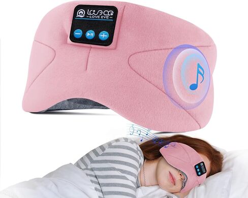 LOVE EYE Sleep Headphones Bluetooth 5.4 Sleeping Eye Mask Wireless Music Earphones with HD Speakers for Side Sleepers Total Blackout Cotton Mask for Travel, Home, Office, Unique Gifts in Saudi Arabia