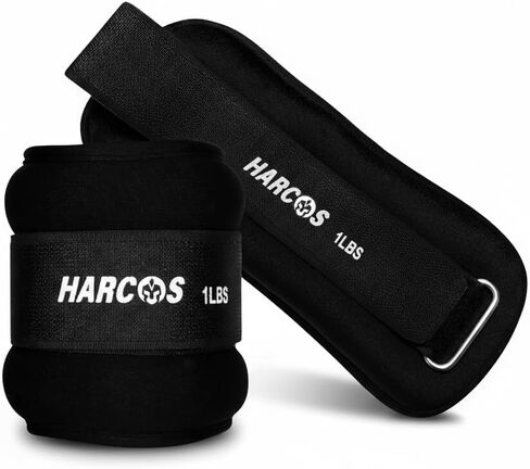 أوزان الكاحل والمعصم من النيوبرين القابلة للتعديل من Harcos - أوزان المعصم 1 رطل، 2 رطل، 3 رطل، 4 رطل 5 رطل وأوزان الكاحل 10 رطل، زوج 10 رطل | أوزان يمكن ارتداؤها للنساء والرجال، أساور بالا البديلة | معدات تمرين الذراع والساق والقدم والجري in Kuwait