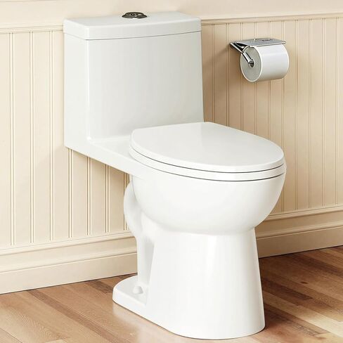 17" Comfort Height Toilet with Soft close seat, One piece Toilets for Bathrooms Elongated, Dual Flush 0.8/1.28 GPF, Nano Self-Cleaning Glaze, Easy to Clean&Install, ADA Height, 12" Rough-In in Saudi Arabia