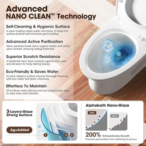 17" Comfort Height Toilet with Soft close seat, One piece Toilets for Bathrooms Elongated, Dual Flush 0.8/1.28 GPF, Nano Self-Cleaning Glaze, Easy to Clean&Install, ADA Height, 12" Rough-In in Saudi Arabia