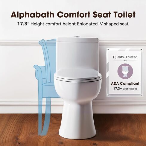 17" Comfort Height Toilet with Soft close seat, One piece Toilets for Bathrooms Elongated, Dual Flush 0.8/1.28 GPF, Nano Self-Cleaning Glaze, Easy to Clean&Install, ADA Height, 12" Rough-In in Saudi Arabia