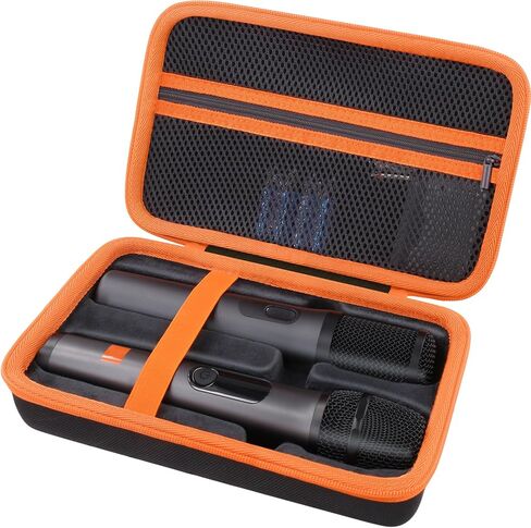 Wireless Microphone Case Compatible with JBL Wireless Two Microphone System, Dual Mic Storage Travel Bag for Handheld Microphones, Receiver, Adapter, AA Batteries, Shockproof EVA Carrying Case in Saudi Arabia