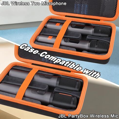 Wireless Microphone Case Compatible with JBL Wireless Two Microphone System, Dual Mic Storage Travel Bag for Handheld Microphones, Receiver, Adapter, AA Batteries, Shockproof EVA Carrying Case in Saudi Arabia