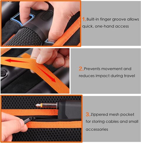Wireless Microphone Case Compatible with JBL Wireless Two Microphone System, Dual Mic Storage Travel Bag for Handheld Microphones, Receiver, Adapter, AA Batteries, Shockproof EVA Carrying Case in Saudi Arabia