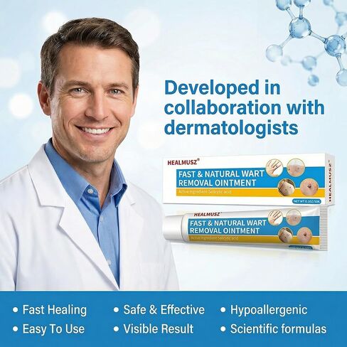 مزيل الثآليل بحمض الساليسيليك بنسبة 17% من هيلموس، كريم احترافي ذو قوة قصوى للثآليل الأخمصية والشائعة والمسطحة، للرجال والنساء - سريع المفعول للقدمين واليدين والجسم، 0.7 أونصة (20 جم) in Kuwait