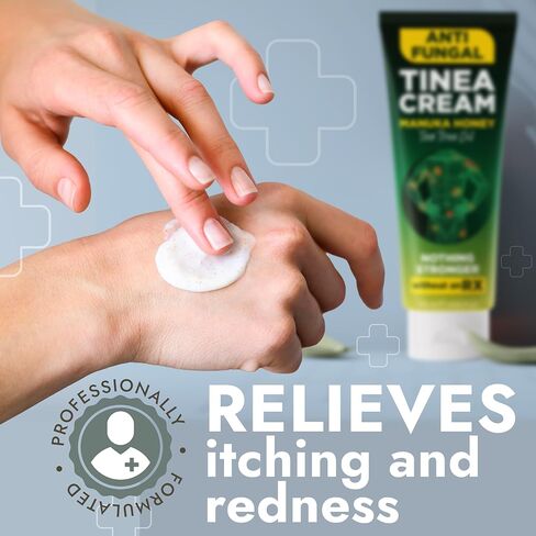 Tinea Versicolor Treatment Antifungal Cream | Relieves Itchy Skin, Ringworm, Jock Itch, Athlete’s Foot & Body Odor, Enriched with Manuka Honey & Tea Tree Oil 120 ml in Kuwait