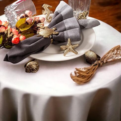 12 قطعة من حلقات المناديل البحرية - حلقات منديل مزخرفة، حلقة منديل معدنية زينة معدنية لعيد الميلاد، وعيد الشكر، وتناول الطعام، وديكور المنزل، والهدايا، والزفاف، والحفلات (ذهبي عتيق) in Kuwait