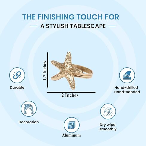 12 قطعة من حلقات المناديل البحرية - حلقات منديل مزخرفة، حلقة منديل معدنية زينة معدنية لعيد الميلاد، وعيد الشكر، وتناول الطعام، وديكور المنزل، والهدايا، والزفاف، والحفلات (ذهبي عتيق) in Kuwait