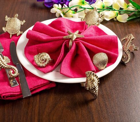 12 قطعة من حلقات المناديل البحرية - حلقات منديل مزخرفة، حلقة منديل معدنية زينة معدنية لعيد الميلاد، وعيد الشكر، وتناول الطعام، وديكور المنزل، والهدايا، والزفاف، والحفلات (ذهبي عتيق) in Kuwait