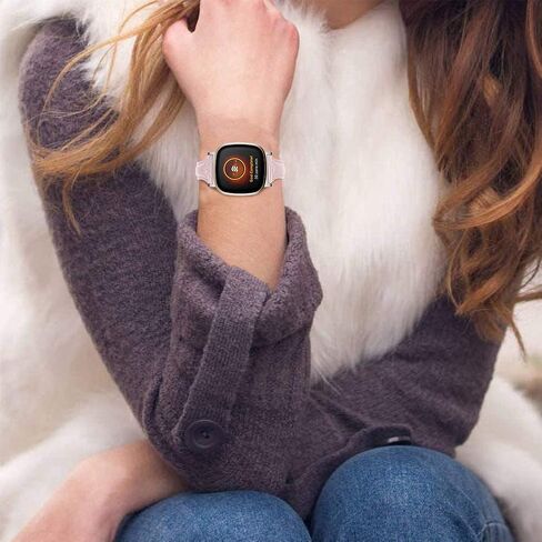 حزام FitTurn النحيف متوافق مع Fitbit Versa 4/Versa 3/Sense 2، أساور معصم بديلة رقيقة من الجلد الطبيعي للنساء والرجال، إكسسوارات سوار ساعة مصنوعة يدويًا، متعددة الألوان لـ Versa 4/Sense 2 (وردي) in Saudi Arabia